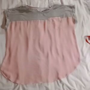 Just Be Large Pink And Gray Cap Sleeve Blouse Good Condition
